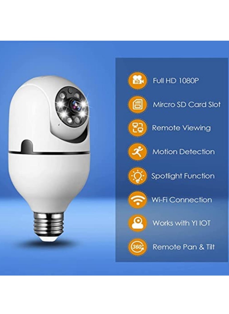 NEW Security Light Camera Smart Wireless WiFi Full Color Bulb Camera 2.4GHz 360-Degree Panoramic IP Camera – Pack of 10 (E27)