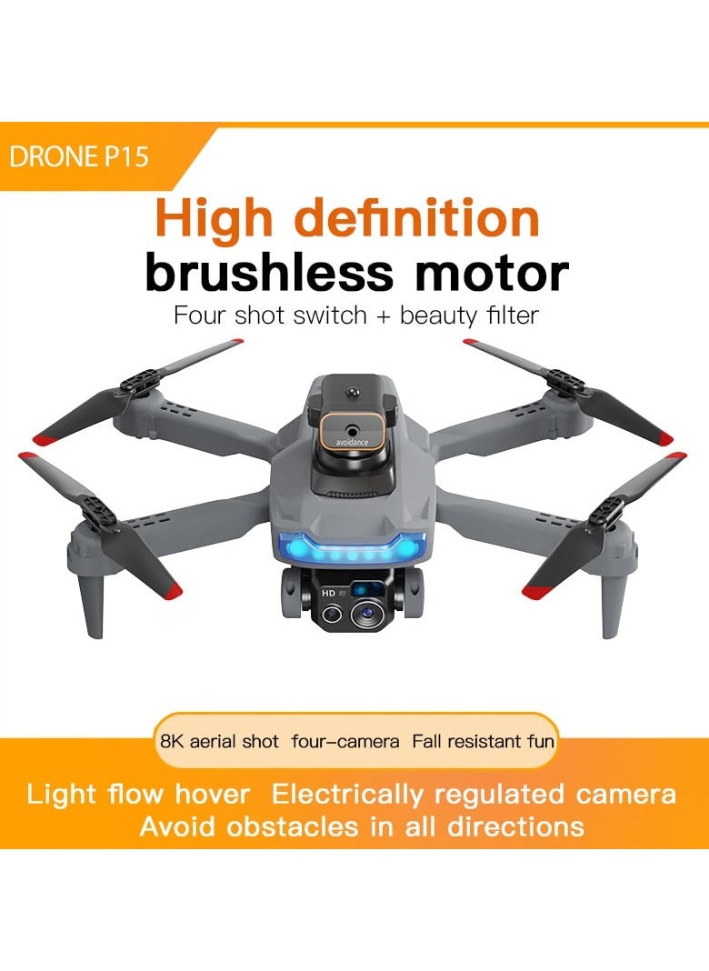 P15 Pro Drone - 4K/8K GPS HD Aerial Photography Brushless Obstacle Avoidance Dual Camera Remote Control Aircraft Toys 5000M