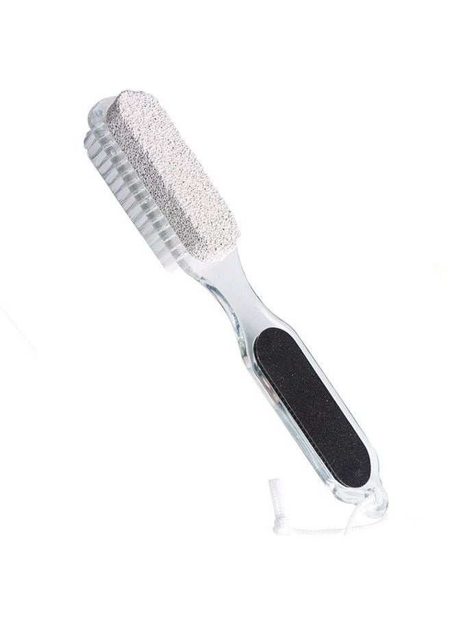 1 Piece 4 In 1 Foot File Callus Remover Pumice Stone Foot Brush Multifunctional Foot Scrubber Stainless Steel File Pumice Stone Rasp Foot Scrubber Brush Foot File Rasp Brush Transparent