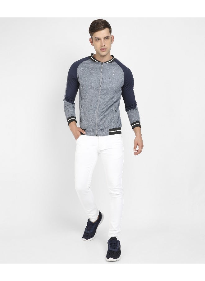 Men's Light Grey Raglan Sleeve Activewear Jacket