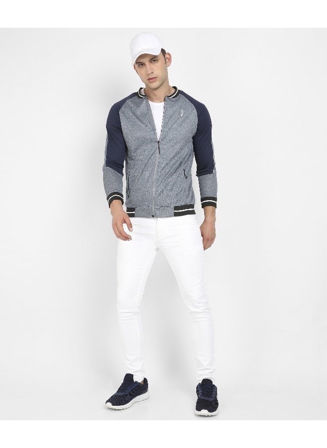 Men's Light Grey Raglan Sleeve Activewear Jacket