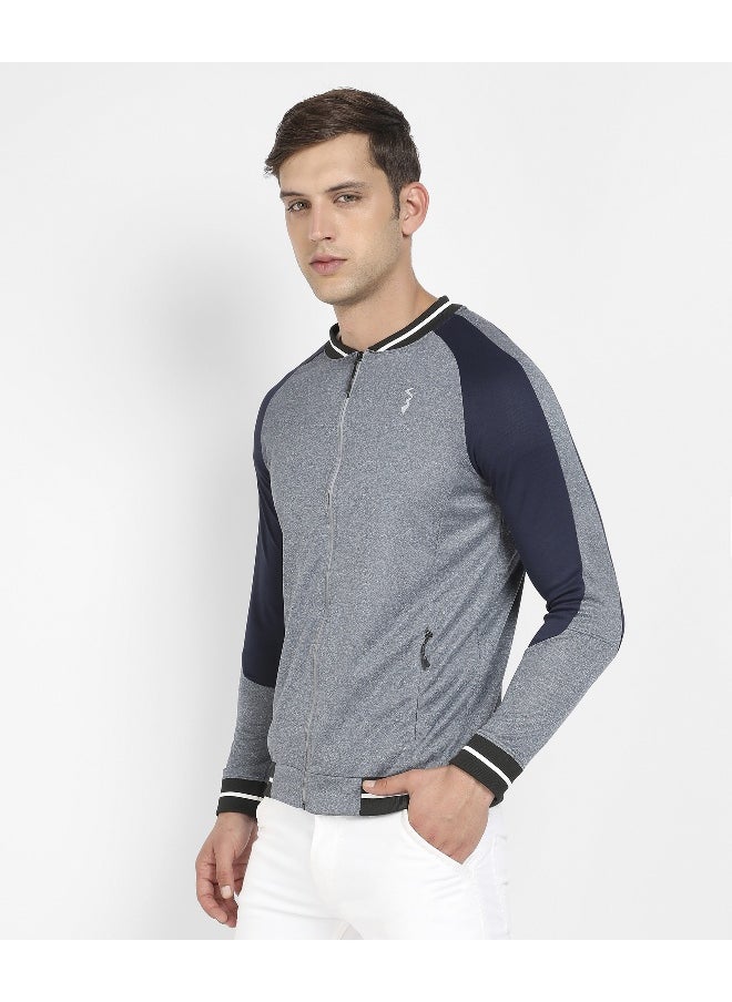 Men's Light Grey Raglan Sleeve Activewear Jacket