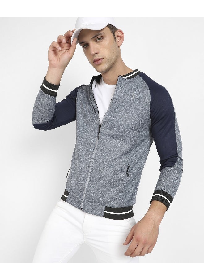 Men's Light Grey Raglan Sleeve Activewear Jacket