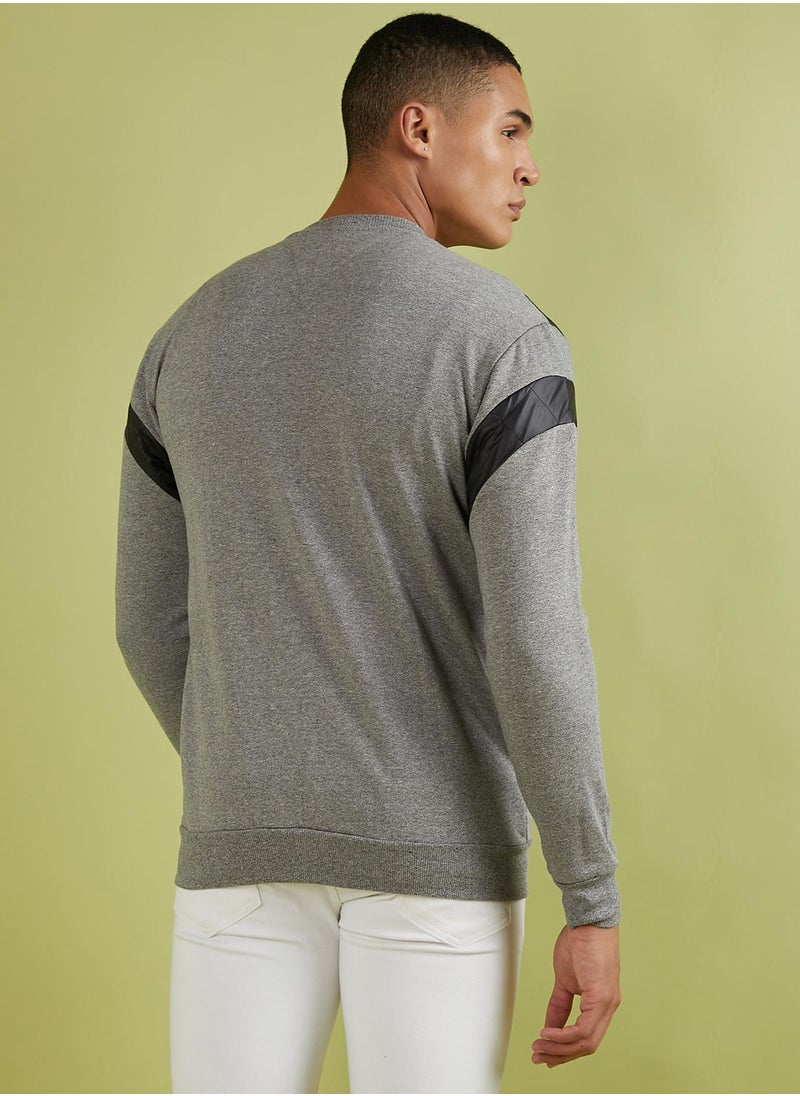 Men's Light Grey Zip-Front Jacket With Contrast Detail