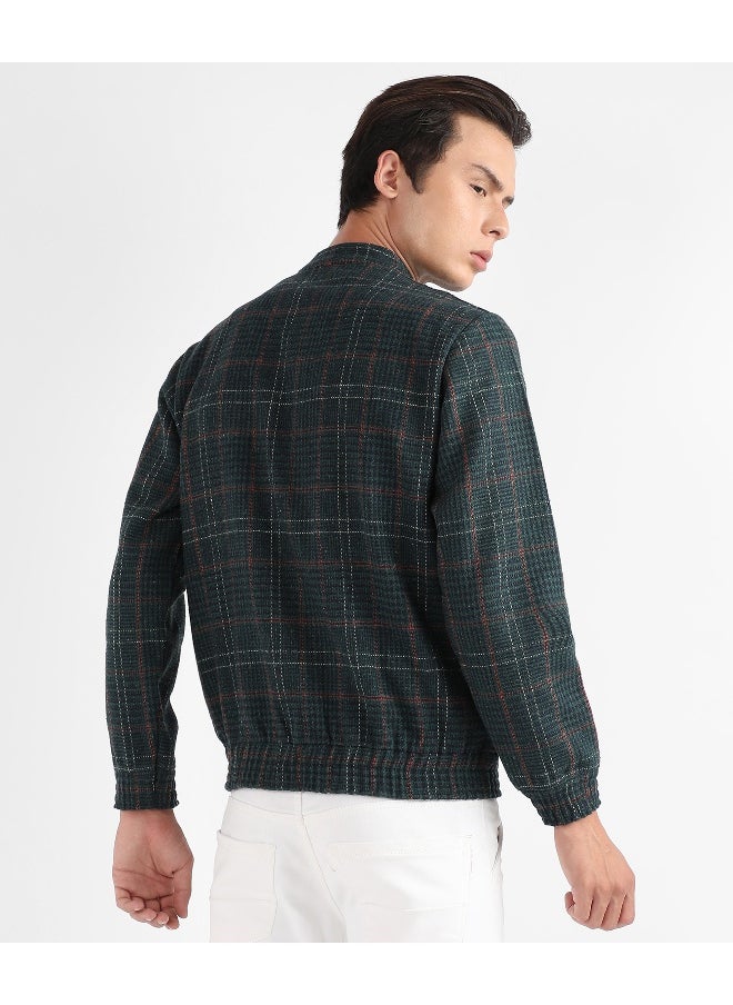 Men's Forest Green Tartan Plaid Jacket With Flap Pockets