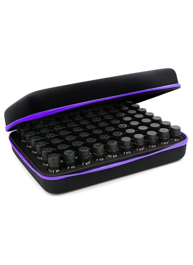 70 Essential Oils Carrying Case Holds 5Ml 10Ml 15Ml Bottles Hard Shell Exterior Eva Essential Oils Storage Organzier Bag With Foam Insert And Carrying Handle Black Purple New