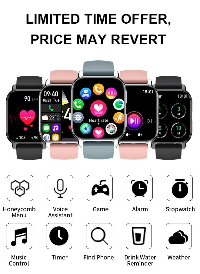 Korean Brand P5S Smart Watch,Business Smartwatch,Waterproof Fitness Watch, Bluetooth Calling,Smart watch for Men, Zinc Alloy Vacuum Plating, Heart Rate Monitoring,Smart watch for women Silver