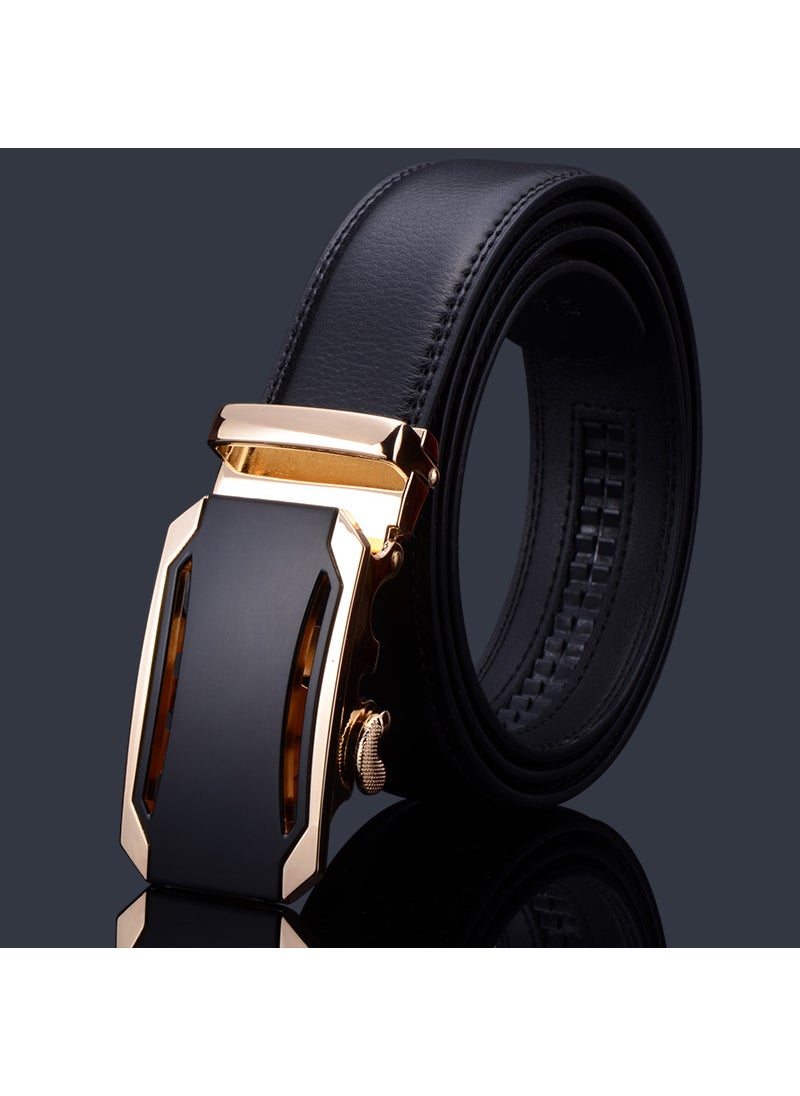 Belt mens wholesale high-end leather belt boys high-end alloy automatic buckle business mens cowhide belt A11 gold buckle