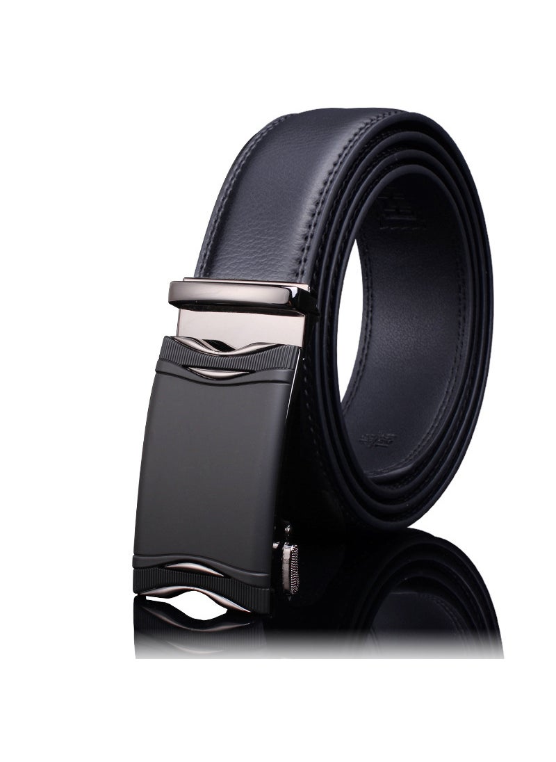 Belt mens wholesale high-end leather belt boys high-end alloy automatic buckle business mens cowhide belt A25 high-end black buckle