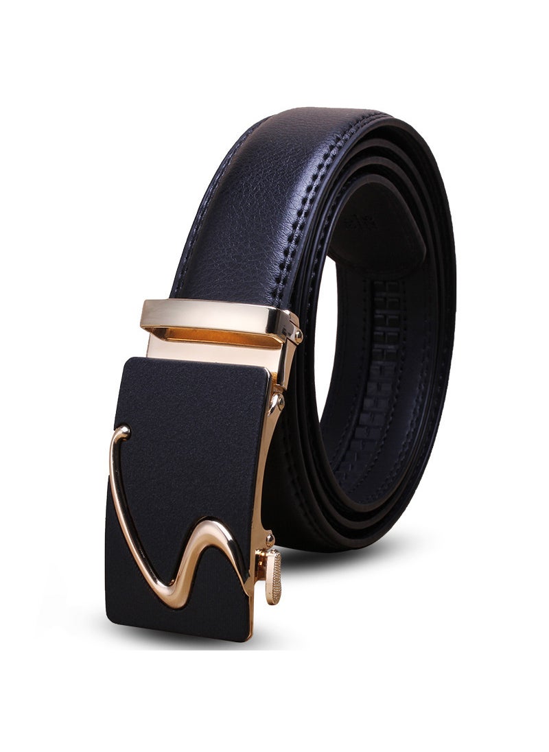 Belt mens wholesale high-end leather belt boys high-end alloy automatic buckle business mens cowhide belt A gold buckle