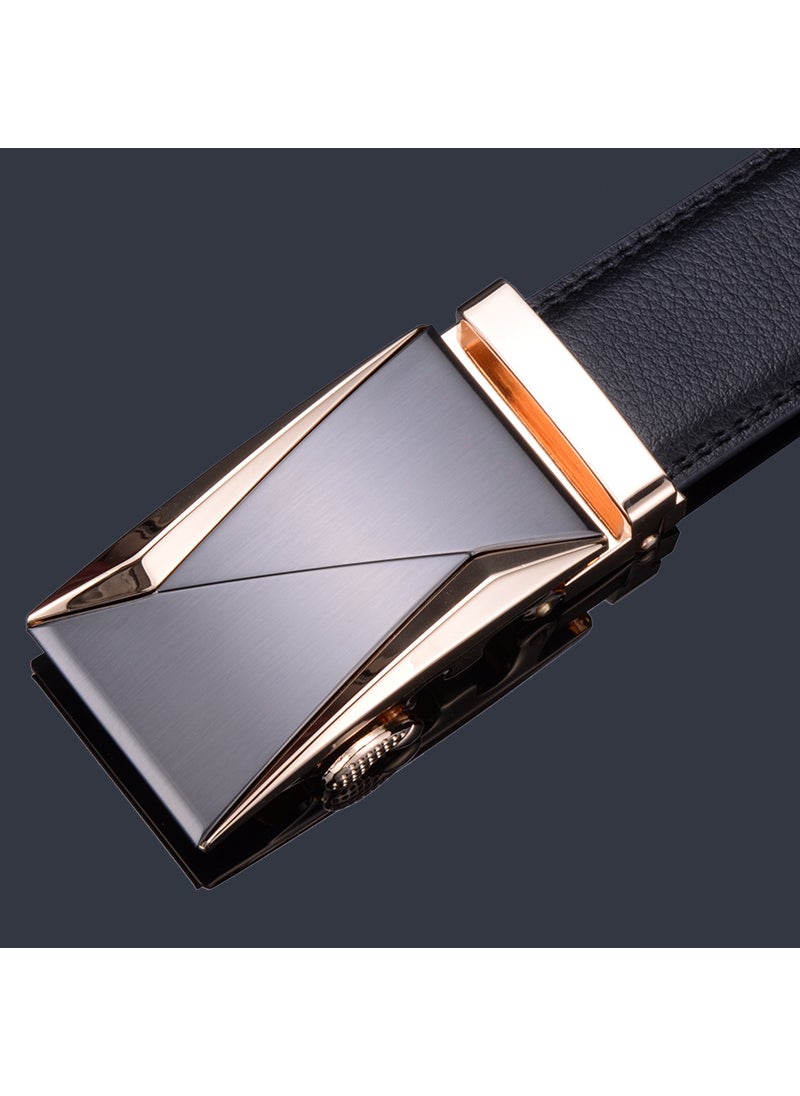 Belt mens wholesale high-end leather belt boys high-end alloy automatic buckle business mens cowhide belt A9 gold buckle