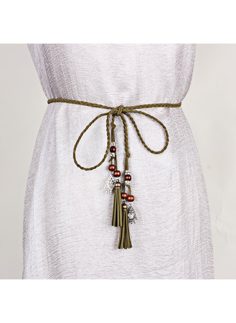 Antique Tassel Waist Rope Horse Face Dress Hanfu Decoration Handmade Woven Tail Waist Chain Fashion Knot All-match Pendant CAMEL