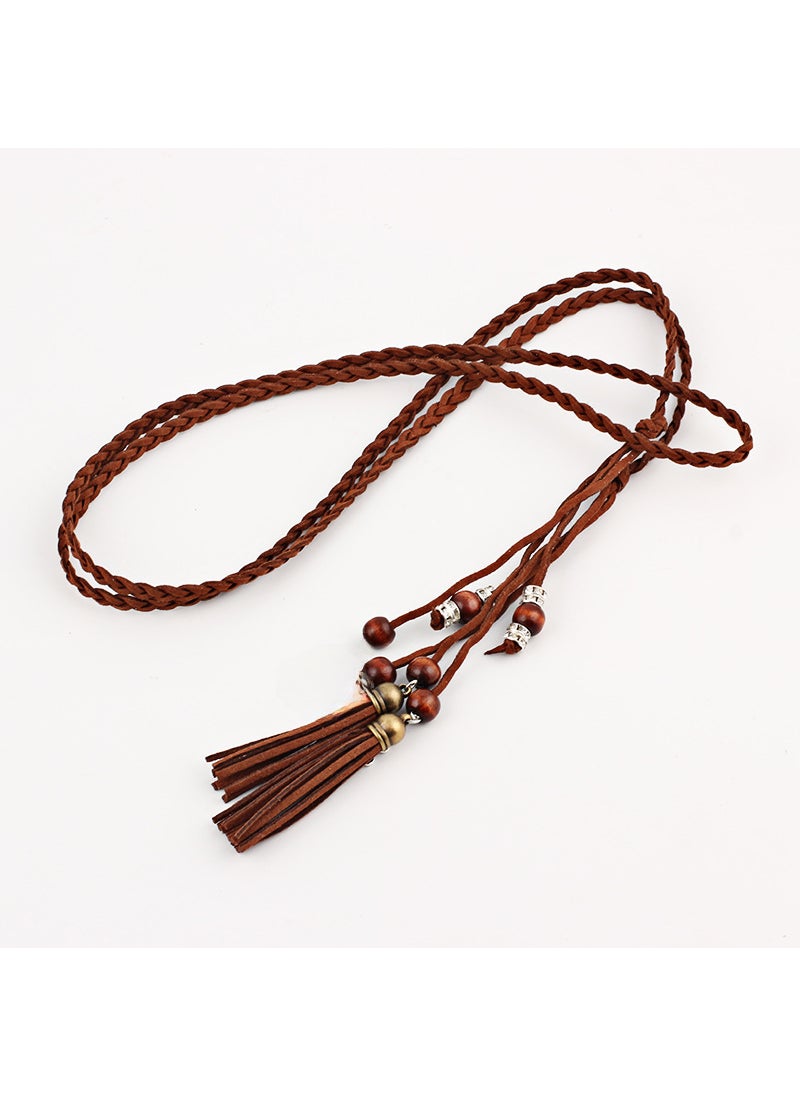 Antique Tassel Waist Rope Horse Face Dress Hanfu Decoration Handmade Woven Tail Waist Chain Fashion Knot All-match Pendant CAMEL