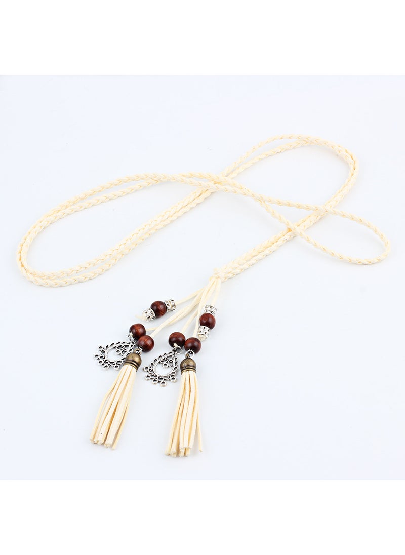 Antique Tassel Waist Rope Horse Face Dress Hanfu Decoration Handmade Woven Tail Waist Chain Fashion Knot All-match Pendant Khaki