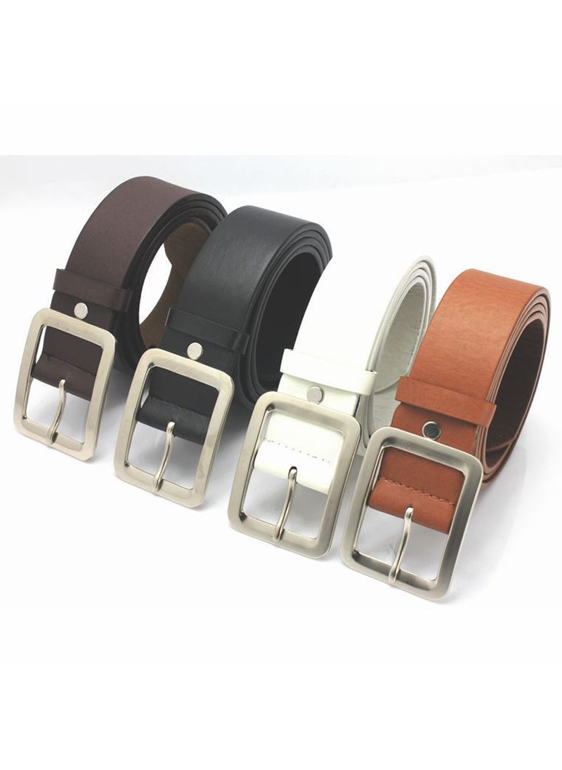 Korean casual belt mens PU Japanese pin buckle belt mens Korean jeans accessories belt belt Black