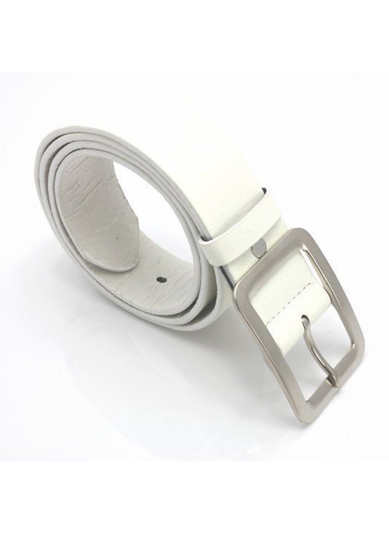 Korean casual belt mens PU Japanese pin buckle belt mens Korean jeans accessories belt belt White