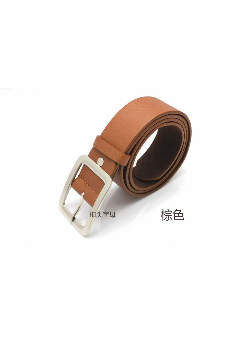 Korean casual belt mens PU Japanese pin buckle belt mens Korean jeans accessories belt belt Brown