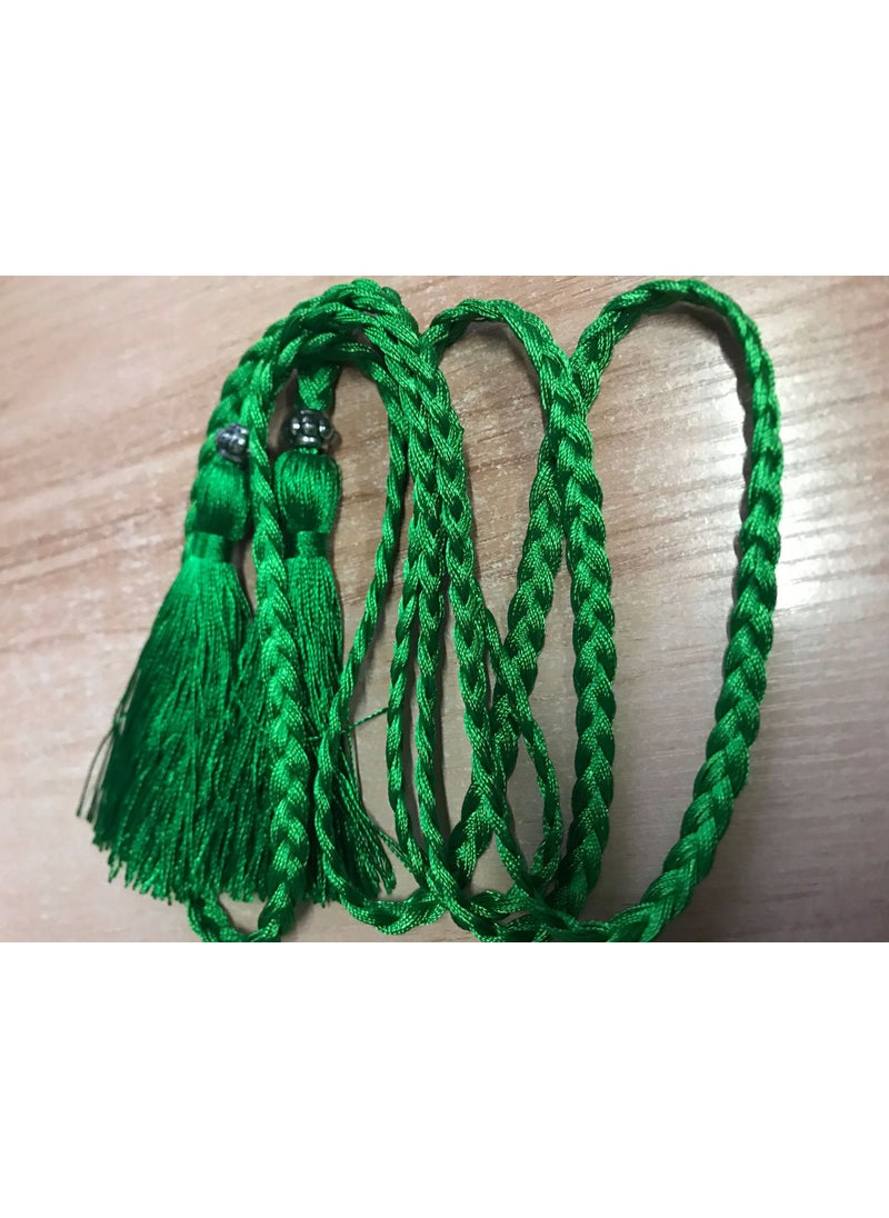 Woven Tassel Belt Thin Womens Belt Korean Bow Rope Skirt Knot Decoration Waist Chain Waist Rope Student Emerald green