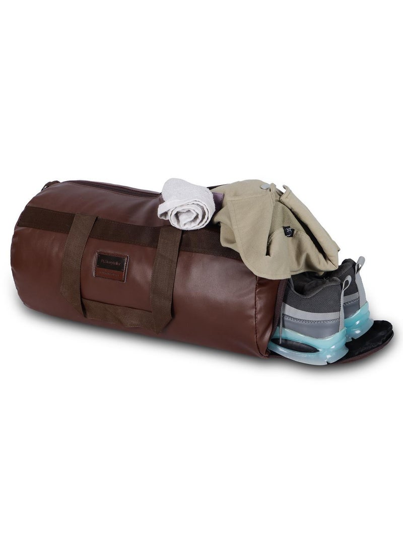 Storyteller DERBY  Gym Bag With Shoes Compartment Light Weight Sports Bag Travel Duffle Bag For Unisex Brown