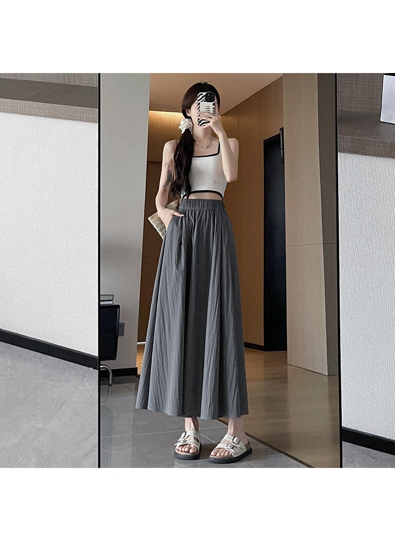 2024 Summer Lazy Long Skirt High Waist Grey