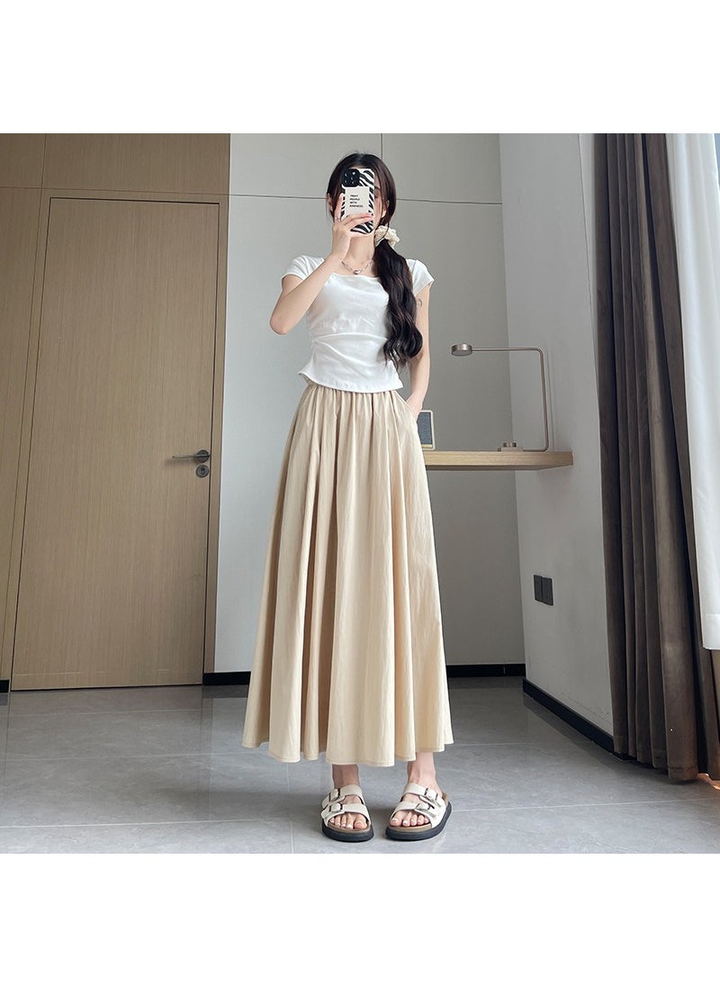 2024 Summer Lazy Long Skirt High Waist Khaki