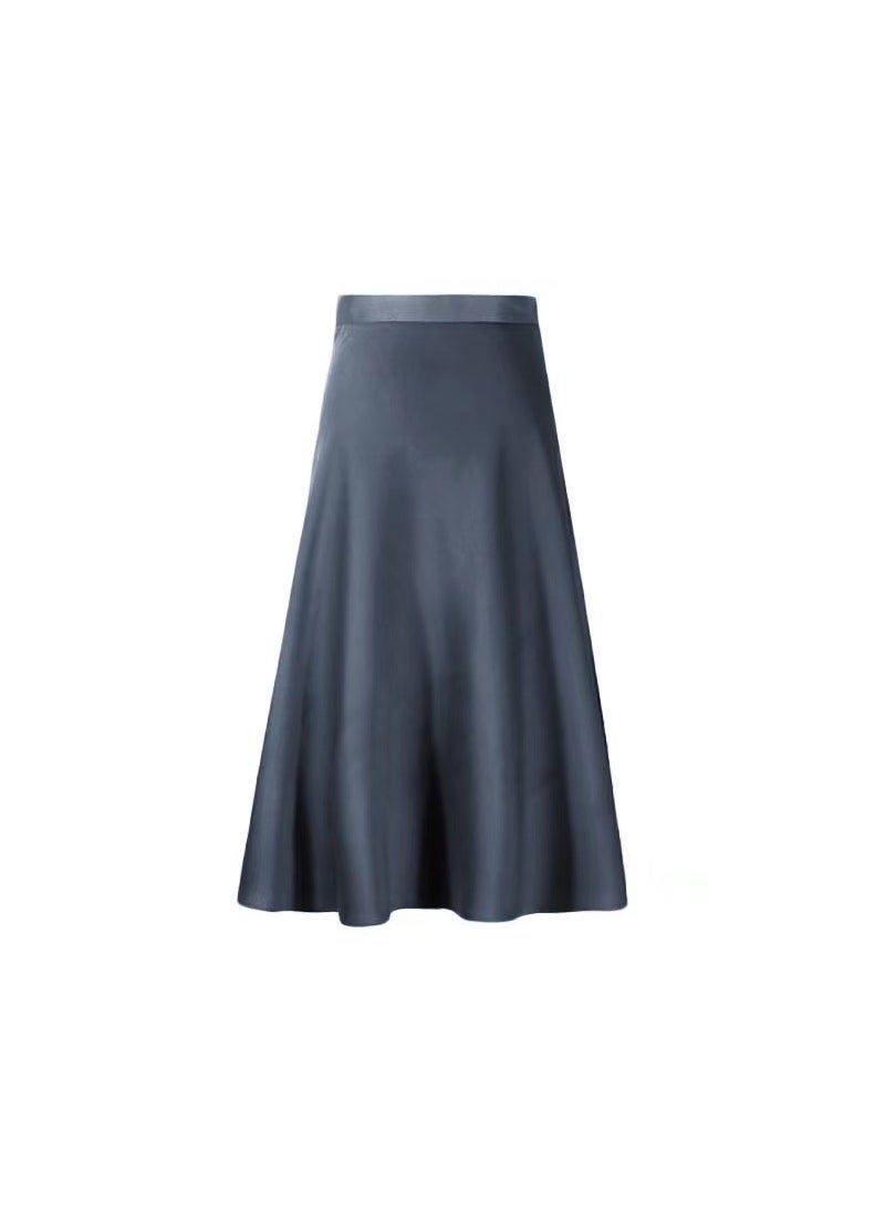 Summer 2024 Satin Midi Skirt for Women SEA BLUE