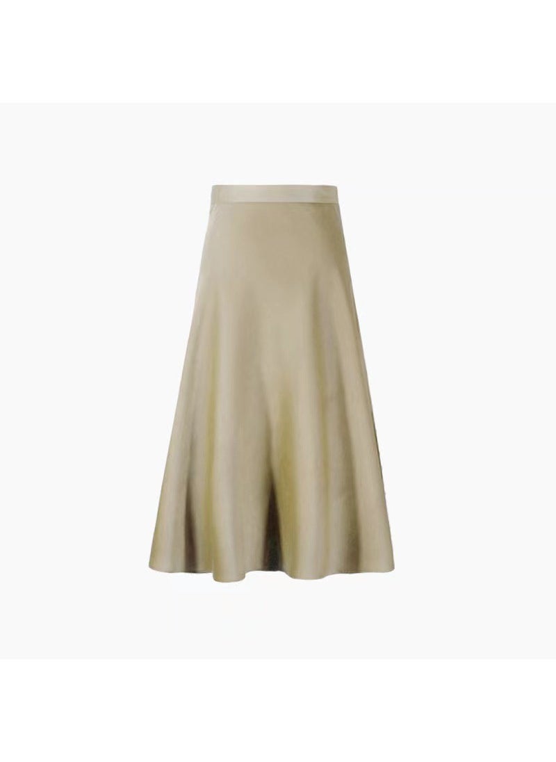 Summer 2024 Satin Midi Skirt for Women Champagne