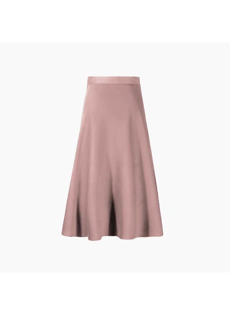 Summer 2024 Satin Midi Skirt for Women Pink