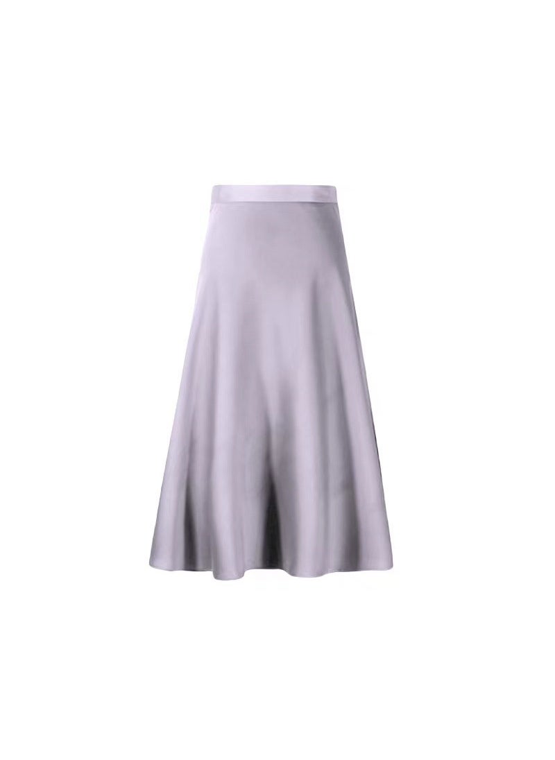 Summer 2024 Satin Midi Skirt for Women Light purple