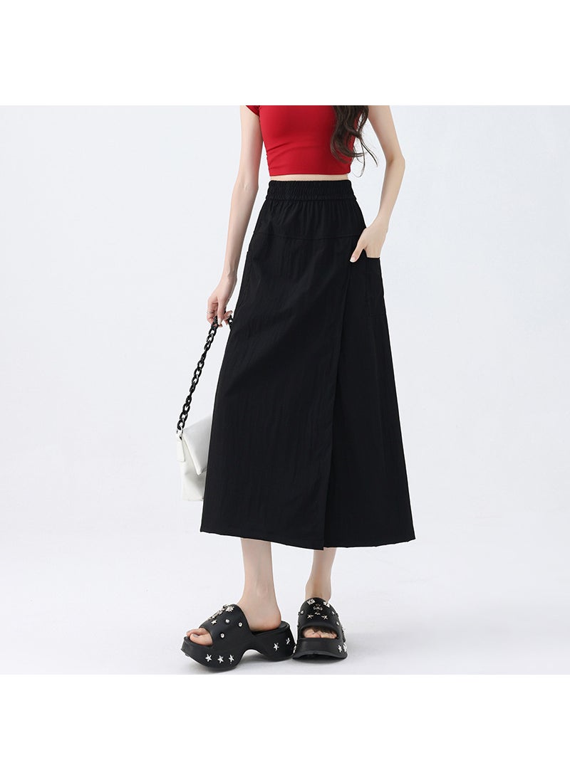 Plus Size High Waist Culottes Skirt Pants 2024 Summer New Black