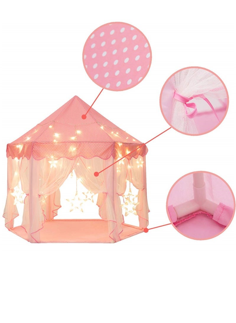 Kid's Tent Indoor And Outdoor Hexagonal Princess Castle Tent Game House Tulle Mosquito Net Tent Children's Game Tent Pink