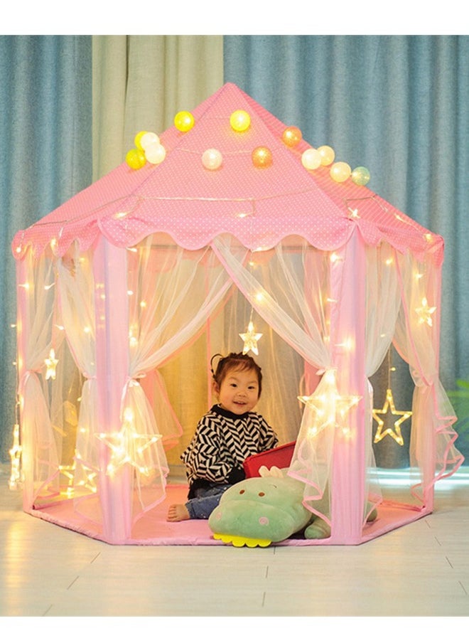 Kid's Tent Indoor And Outdoor Hexagonal Princess Castle Tent Game House Tulle Mosquito Net Tent Children's Game Tent Pink