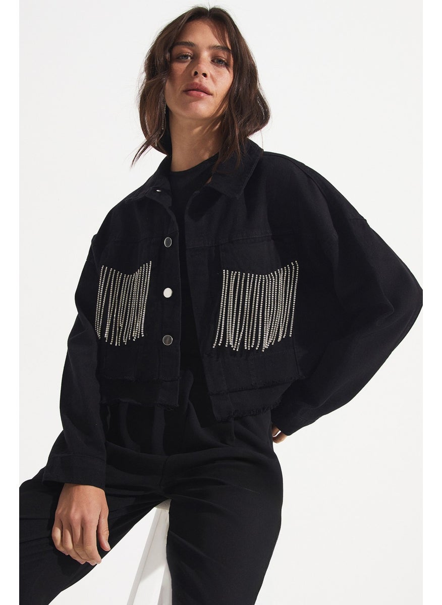 Tassel Detailed Gabardine Jacket