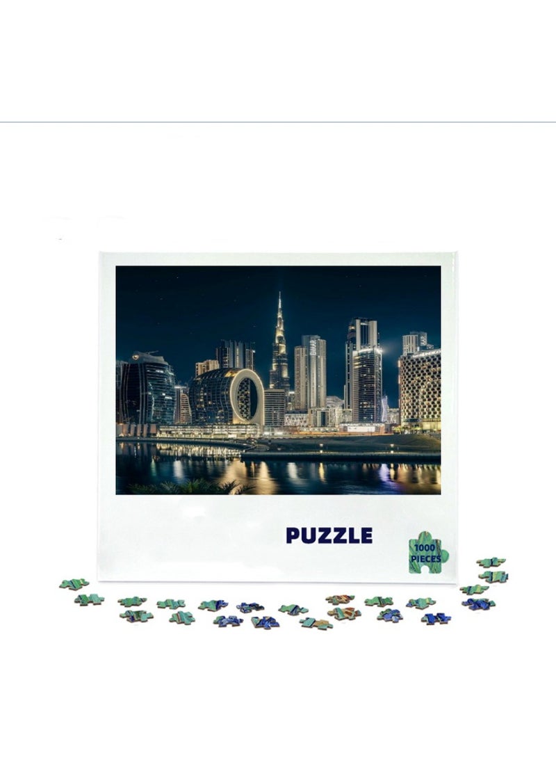 1000-Piece Dubai Night Skyline Colorful Family Entertainment Puzzle