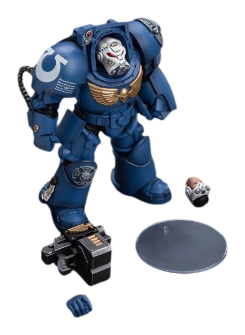 JOYTOY Warhammer 40,000 Action Figures, Ultramarines Terminator Squad Terminator with Storm Bolter, 4.7 Inch 1/18 Warhammer 40K Series Model, Unisex, Adult, New Year Festival, Birthday Gift, Suitable for Children 15 Years Old and Above