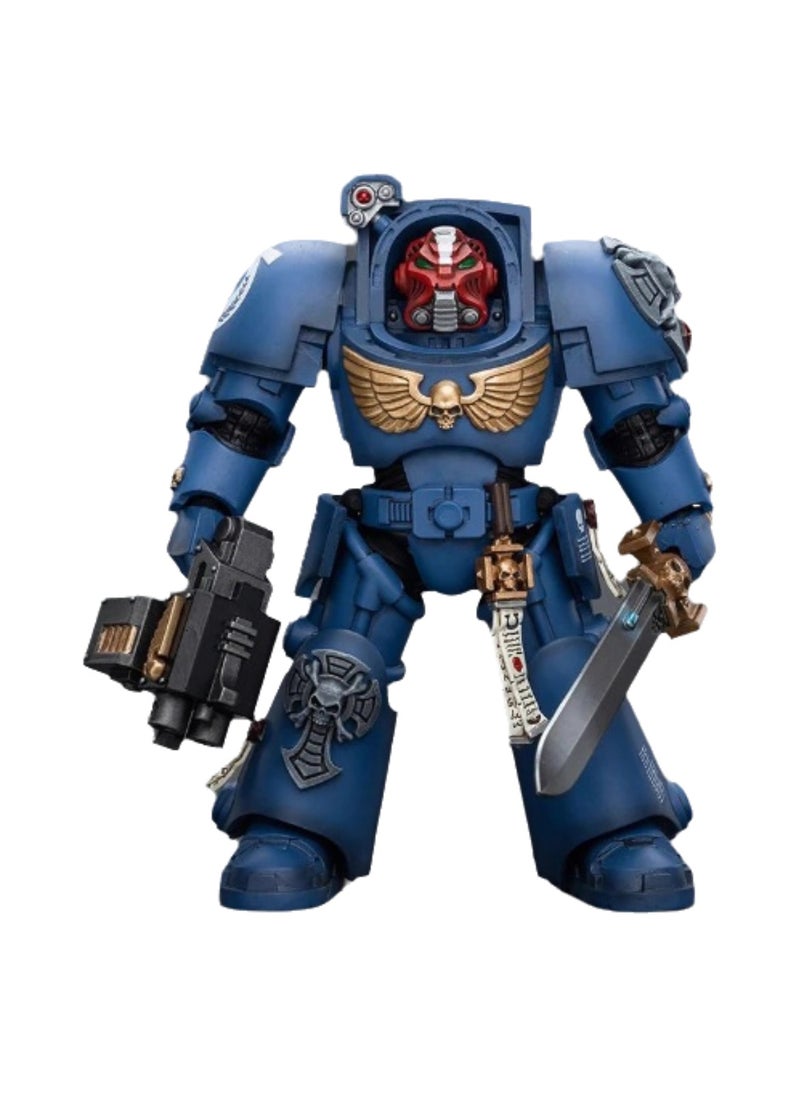 JOYTOY Warhammer 40,000 Action Figures, Ultramarines Terminator Squad Sergeant with Energy Sword and Teleport Locator, 4.7 Inch 1/18 Warhammer 40K Series Model, Unisex, Adult, New Year Festival, Birthday Gift, Suitable for Children 15 Years Old and Above