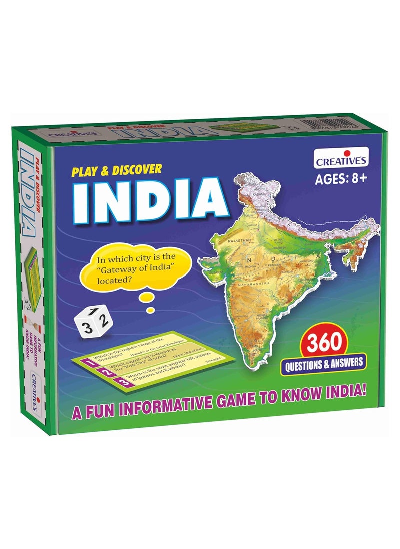 Creative's Play & Discover India | Informative Game to Know India | Map Reading Skills| Geography Game | Educational Game for Kids | Learning Educational Toy| General Knowledge |Ages 8 & up