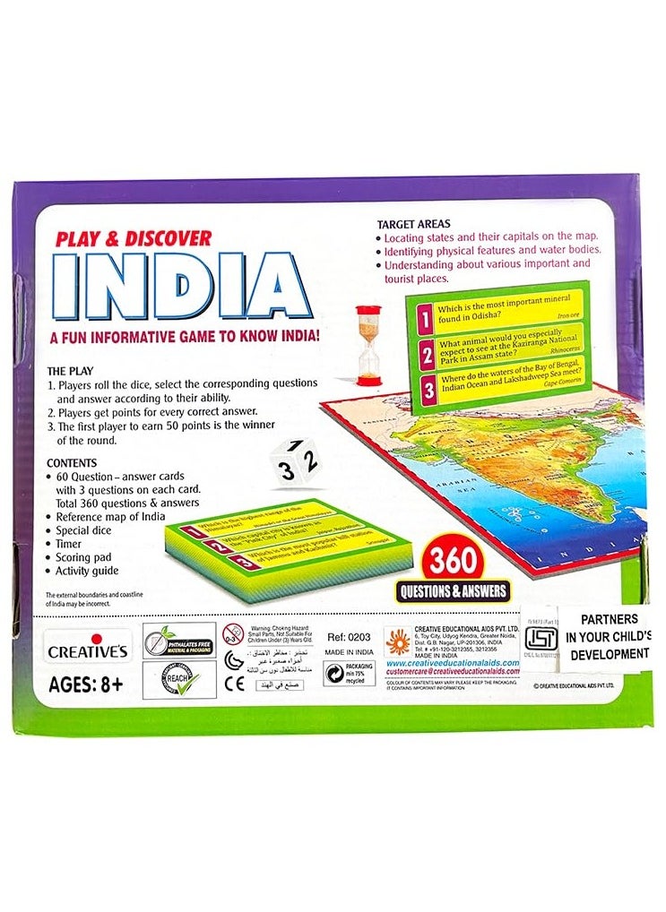 Creative's Play & Discover India | Informative Game to Know India | Map Reading Skills| Geography Game | Educational Game for Kids | Learning Educational Toy| General Knowledge |Ages 8 & up