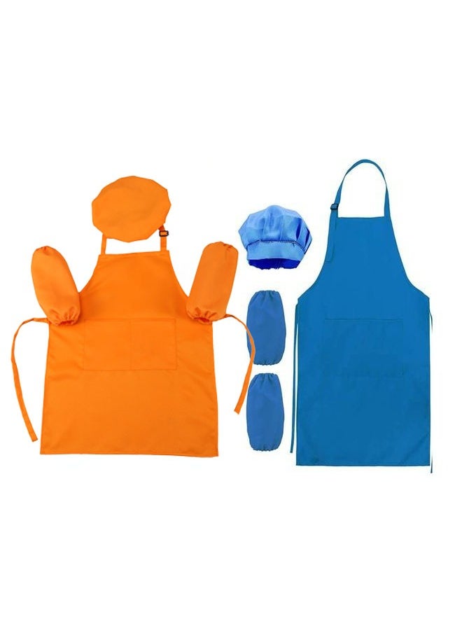 2-Piece Kids Aprons with Chef Hat and Sleeve Set