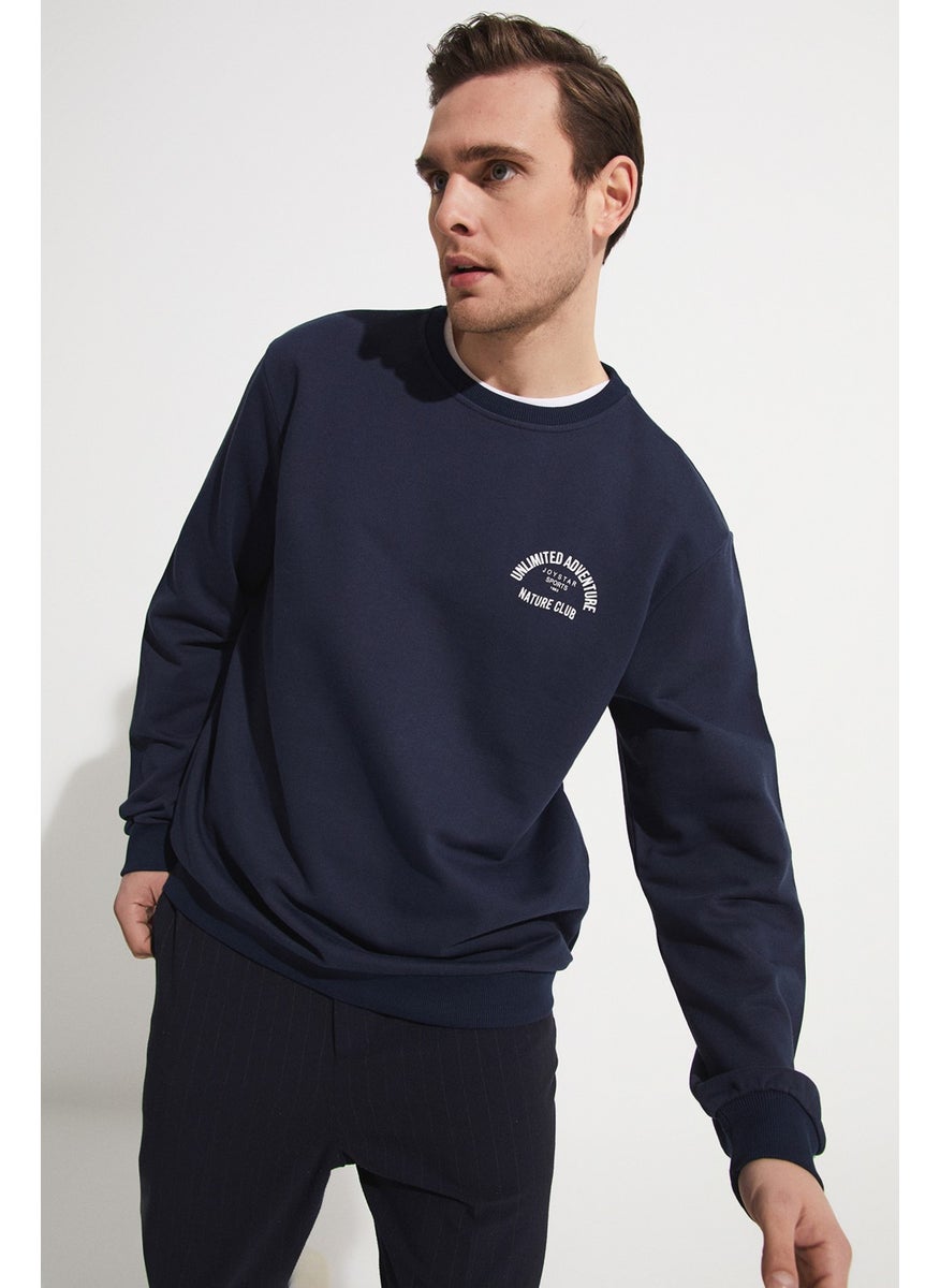 Men's Regular Fit Printed Crew Neck Sweatshirt