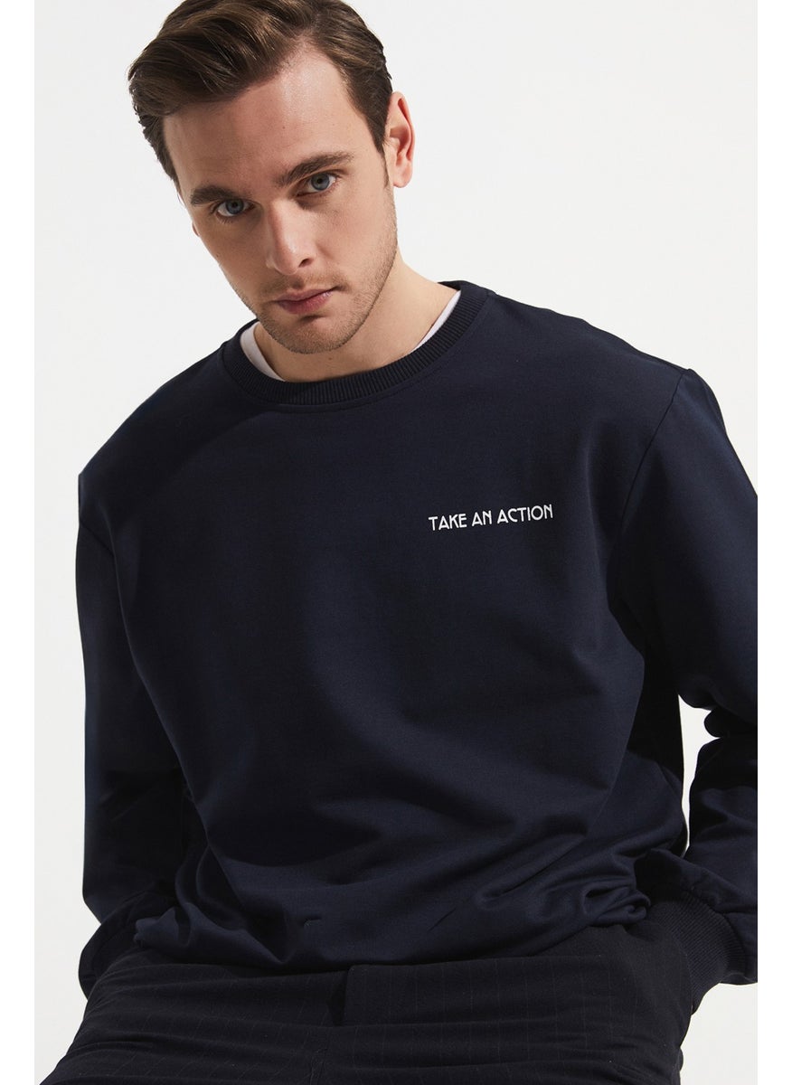 Men's Regular Fit Printed Crew Neck Sweatshirt