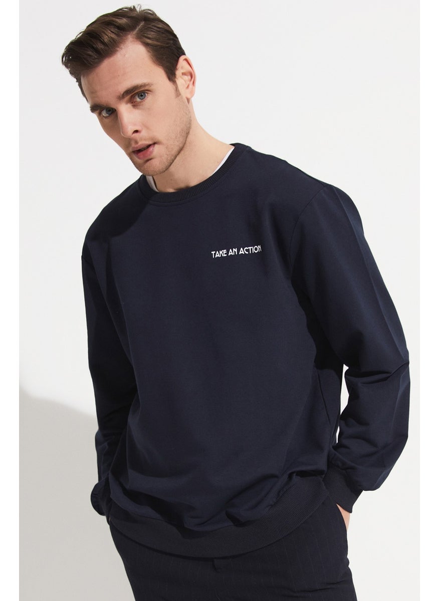 Men's Regular Fit Printed Crew Neck Sweatshirt