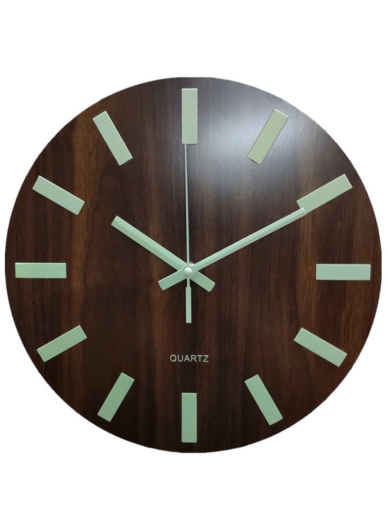 Cross-border Explosions Creative Luminous Wooden Wall Clock Simple Living Room Clock Home Decoration Clock Silent Quartz Clock Wood grain large scale bar