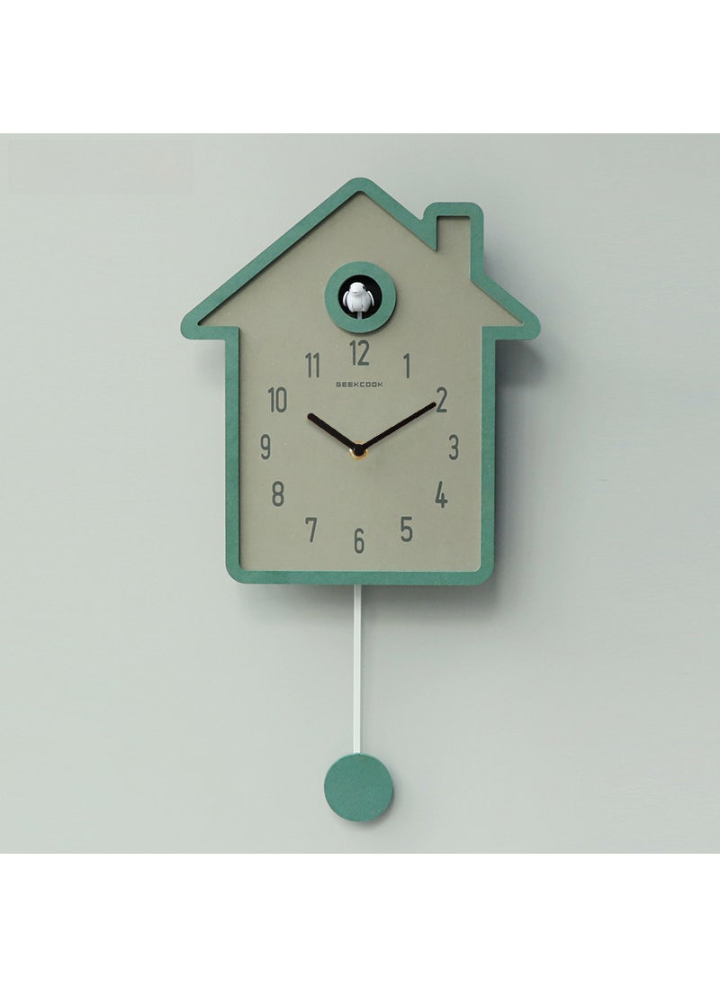 Minimalist Nordic Cuckoo Clock Wheat Fields Colorful Chiming Green