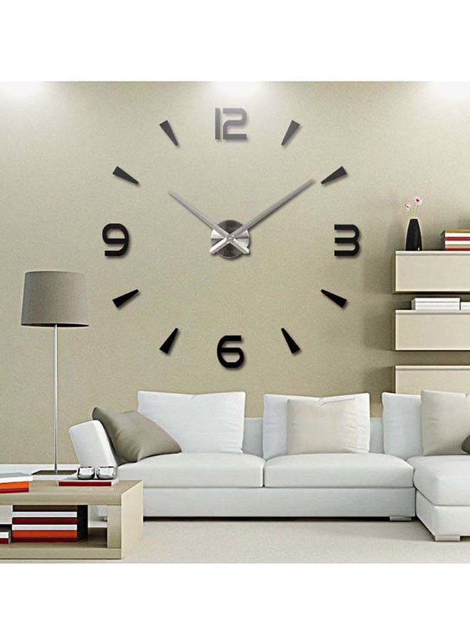 Decorative 3D Mirror Wall Clock Black 63cm