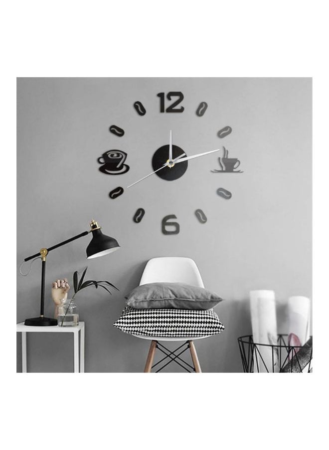 Acrylic Coffee Themed 3D DIY Wall Clock Black 50x50centimeter