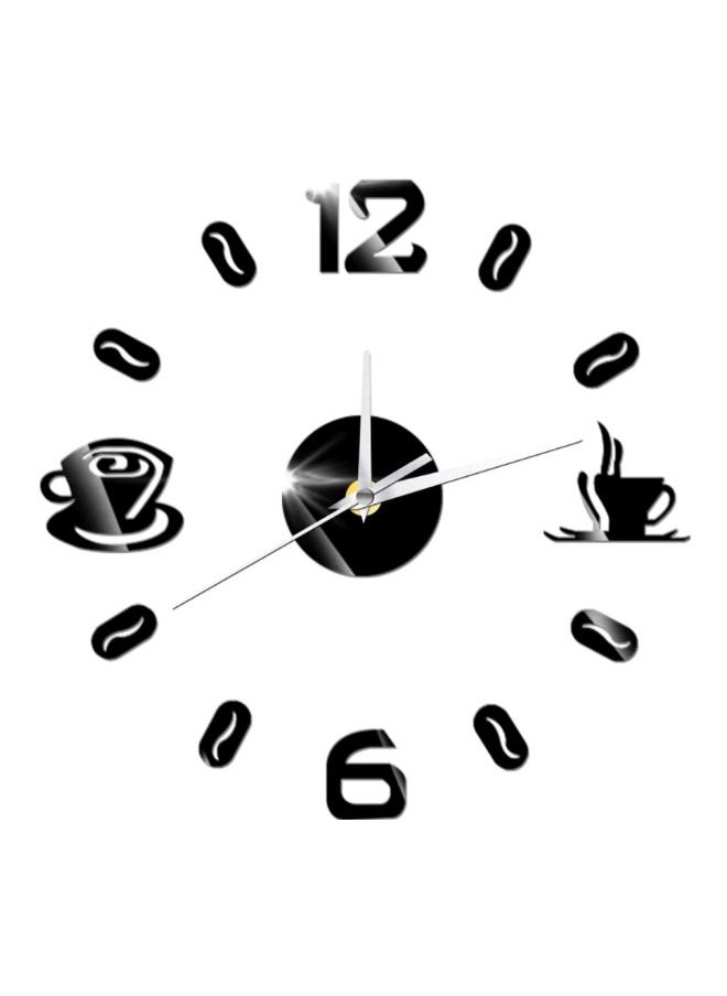 Acrylic Coffee Themed 3D DIY Wall Clock Black 50x50centimeter