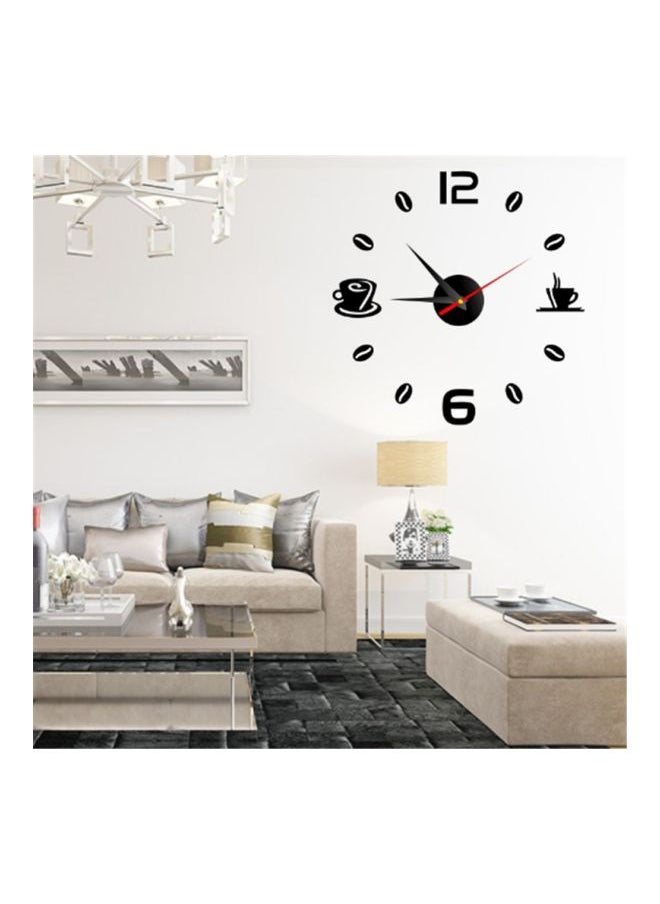 Acrylic Coffee Themed 3D DIY Wall Clock Black 50x50centimeter