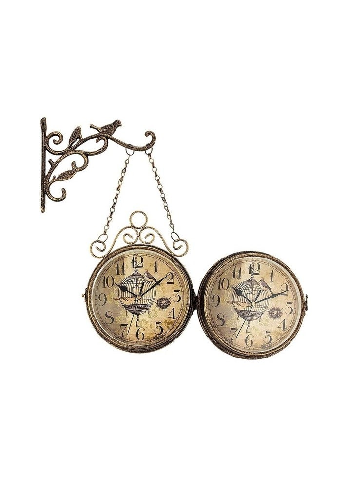 DOLITY Double Sided Hanger Wall Clock - Brown Colour:Antique copper