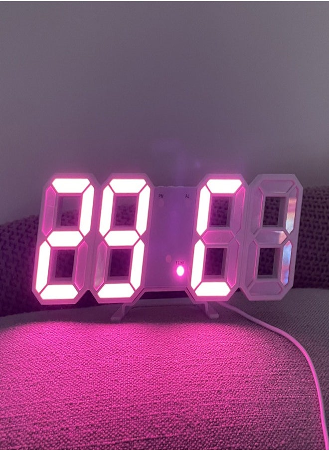 3D digital alarm clock creative intelligent photosensitive LED wall mounted clock